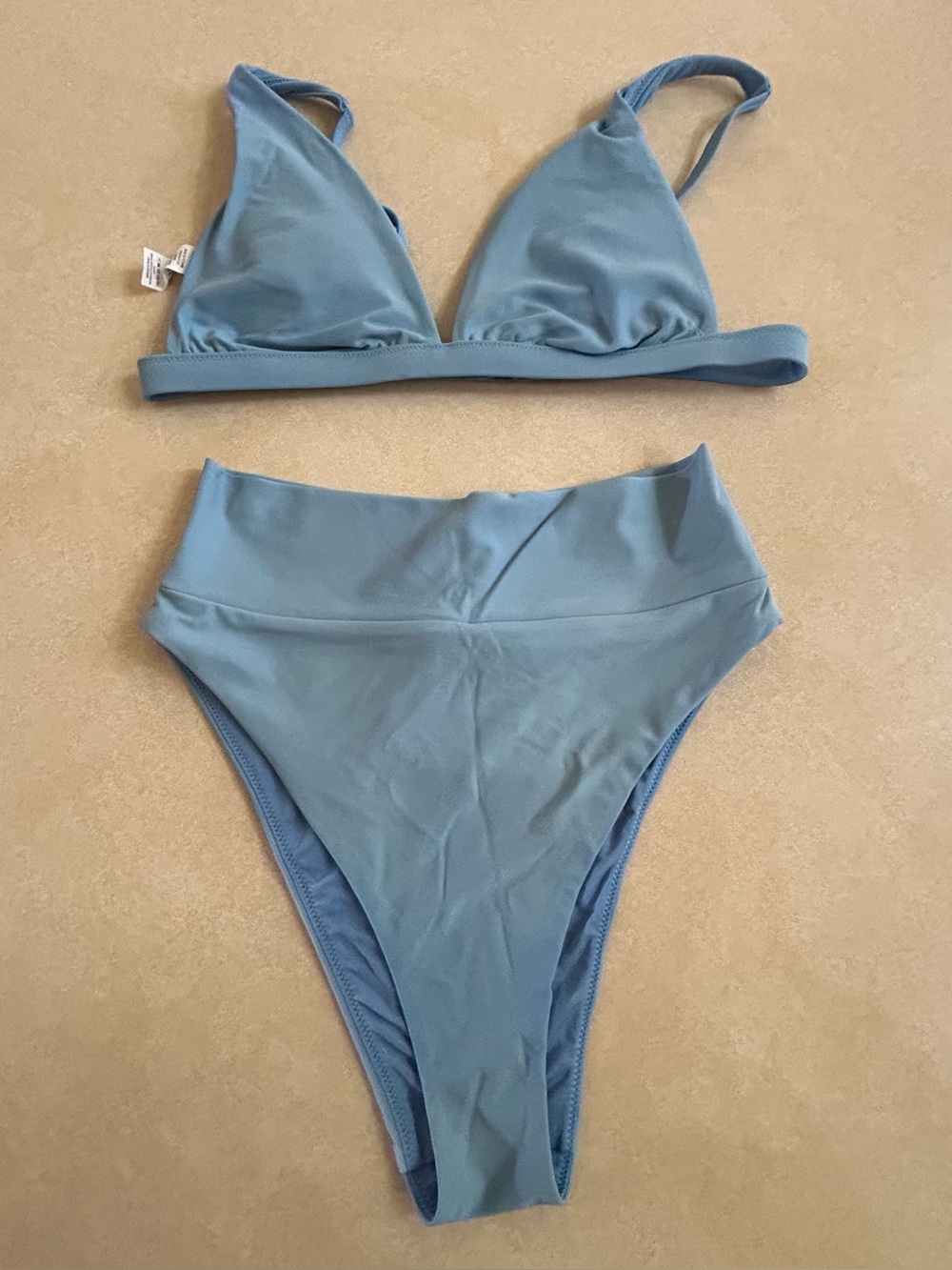 Aerie Triangle Bikini Set in Periwinkle Blue high cut cheeky small